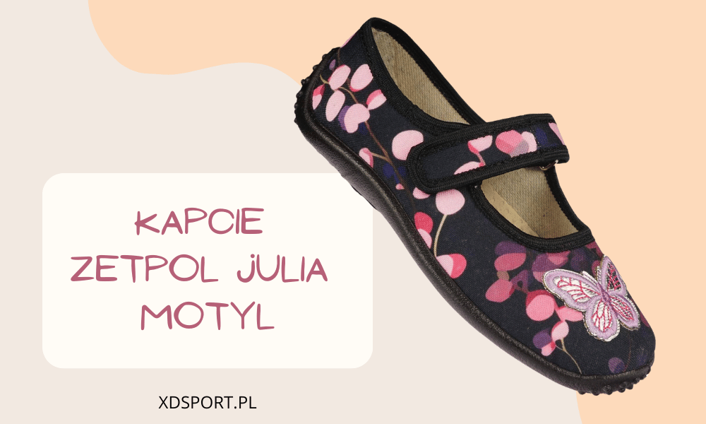 Kapcie ZetPol JULIA MOTYL z motywem kolorowego motyla - idealne kapcie dla dziewczynki do przedszkola