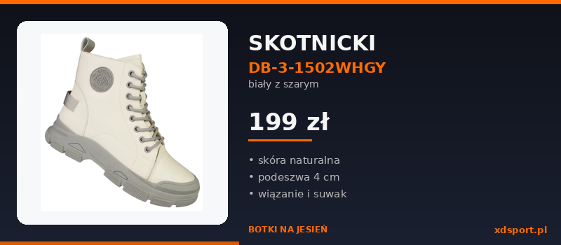 Botki Skotnicki DB-3-1502WHGY białe z szarym na jesień