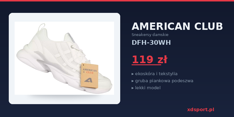 Białe sneakersy damskie American Club DFH-30WH, 119 zł