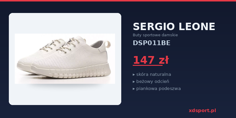Beżowe skórzane buty sportowe damskie Sergio Leone DSP011BE, 147 zł