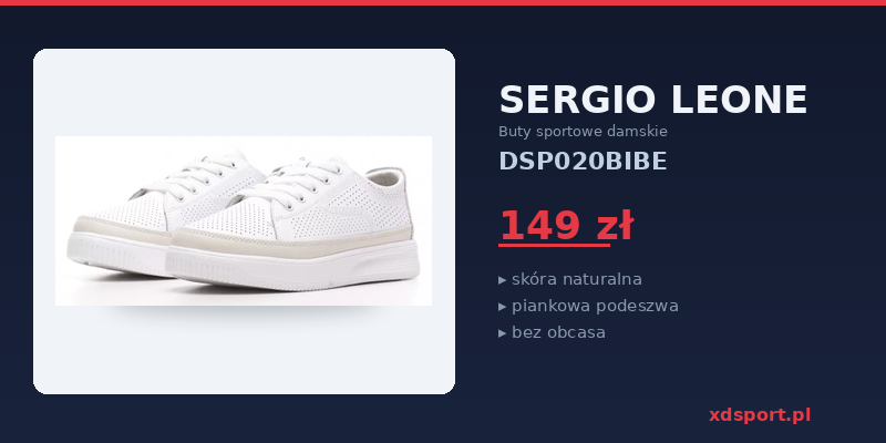 Białe skórzane sneakersy damskie Sergio Leone DSP020BIBE do pracy, 149 zł