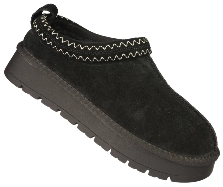 Damskie botki zimowe mule ze skóry naturalnej American Club DCY187BL czarne