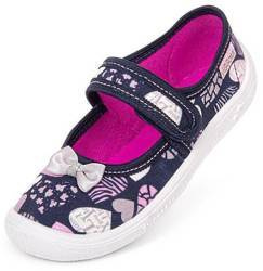 Tenisówki dziecięce Viggami DOROTA granatowe kapcie dziewczęce na rzep