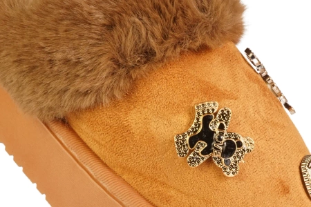 Damskie pantofle firmy Jomix D51255BR w kolorze brązowym