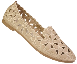 Baleriny Damskie Skotnicki beżowe półbuty damskie DP-3-0568BE