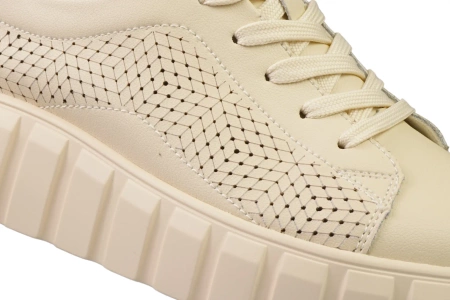 Skórzane buty sportowe damskie w kolorze beżowym Skotnicki DP-3-Y99BE