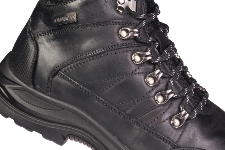 Męskie skórzane buty zimowe ocieplone MCY198BL czarne