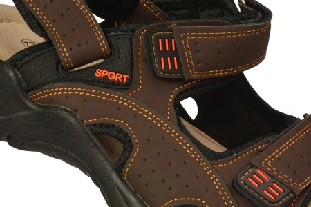 Sandały męskie Le Scarpe Club MA8700-7DKBR brązowe