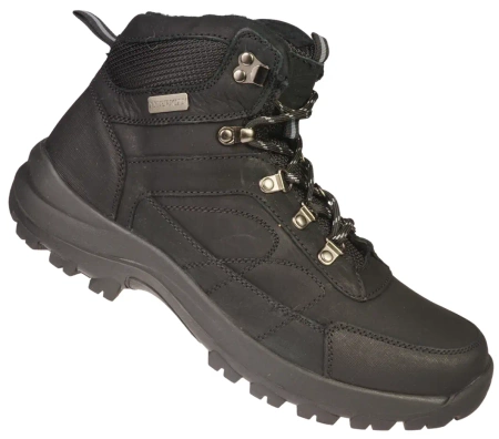 Zimowe skórzane buty męskie American Club MCY58BL czarne