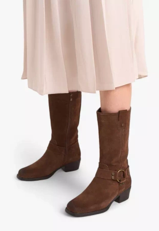 Damskie skórzane kozaki zimowe Sergio Leone DKZ265-SBR brązowe