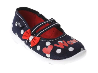 Tenisówki dziecięce Viggami Iwona granatowe kapcie dziewczęce wsuwane