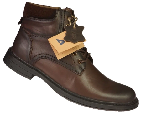Eleganckie męskie skórzane buty zimowe American Club MCY167CO brązowe