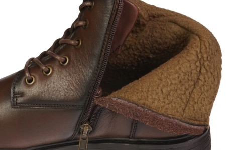 Eleganckie męskie skórzane buty zimowe American Club MCY167CO brązowe