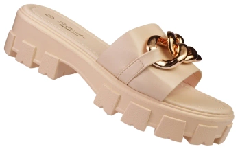 Eleganckie klapki damskie na platformie Skotnicki DKL-3-0615BE beżowe