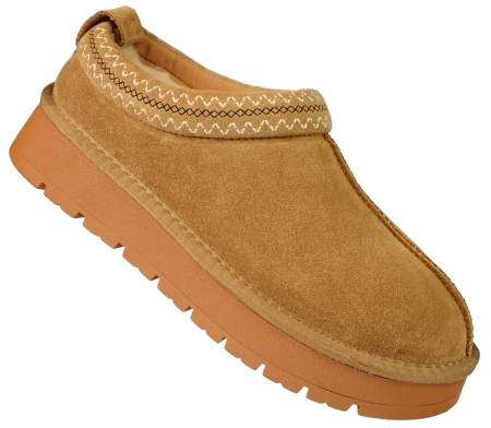 Damskie botki zimowe mule ze skóry naturalnej American Club DCY187CA beżowe