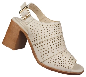 Eleganckie sandały damskie Sergio Leone w kolorze ecru DSK565EC