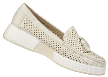 Lekkie przewiewne mokasyny damskie Sergio Leone DMK096HJBE beżowe