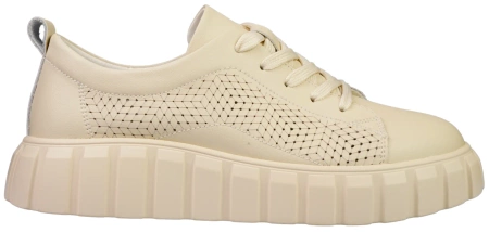 Skórzane buty sportowe damskie w kolorze beżowym Skotnicki DP-3-Y99BE