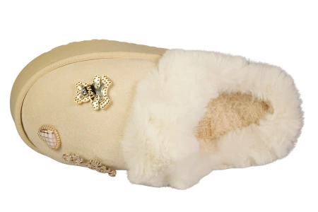 Damskie pantofle firmy Jomix D51255BE w kolorze beżowym