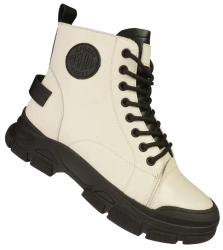 Damskie botki trapery przejściowe / zimowe Skotnicki  DB-3-1502BEBL beżowe