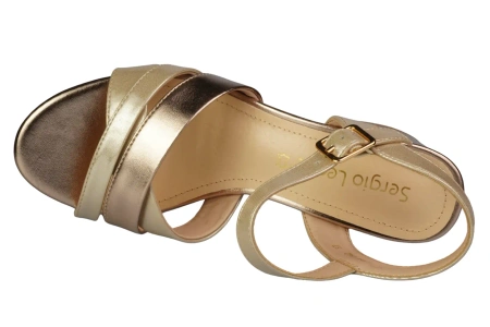 Eleganckie sandały damskie Sergio Leone DSK340ZL Złote