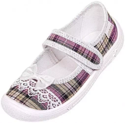 Tenisówki dziecięce Viggami Helenka Koronka kapcie dziewczęce na rzep