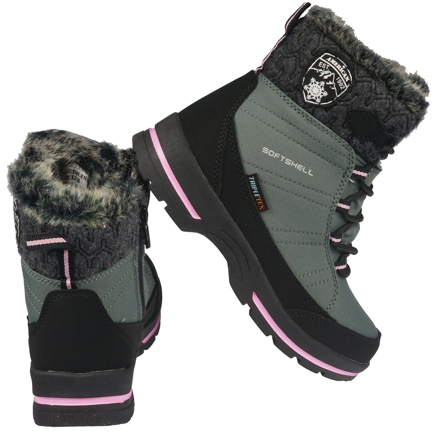 Buty zimowe dziewczęce American Club SN-03DKGY