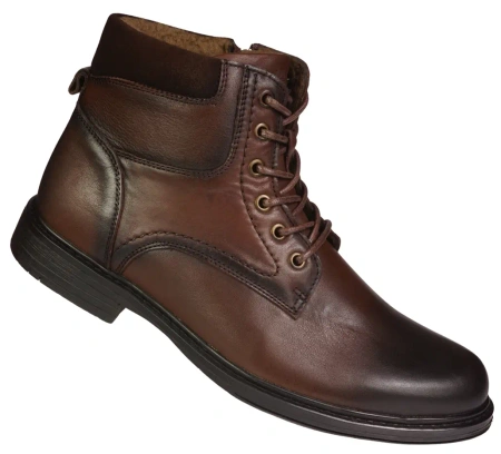 Eleganckie męskie skórzane buty zimowe American Club MCY167CO brązowe