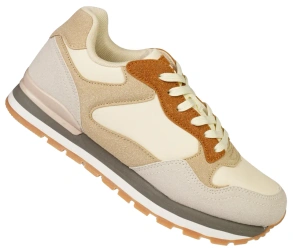 Damskie buty sportowe American Club damskie sneakersy DFH82BE beżowe