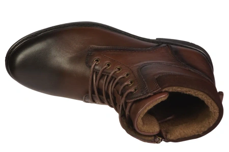 Eleganckie męskie skórzane buty zimowe American Club MCY167CO brązowe