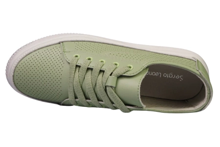 Skórzane buty sportowe damskie Sergio Leone DSP020ZI zielone