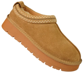 Damskie botki zimowe mule ze skóry naturalnej American Club DCY187CA beżowe