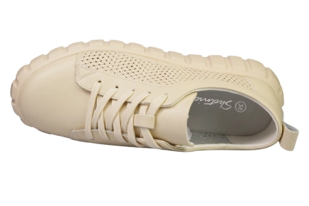 Skórzane buty sportowe damskie w kolorze beżowym Skotnicki DP-3-Y99BE