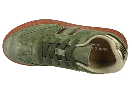 Skórzane buty sportowe damskie Sergio Leone DSP106KH khaki