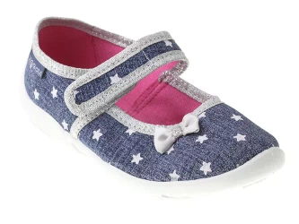 Tenisówki dziecięce Viggami Sara Jeans kapcie dziewczęce na rzep niebieskie