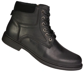 Eleganckie męskie skórzane buty zimowe American Club MCY167BL czarne