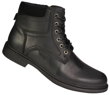 Eleganckie męskie skórzane buty zimowe American Club MCY167BL czarne