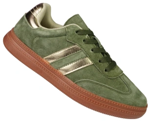 Skórzane buty sportowe damskie Sergio Leone DSP106KH khaki