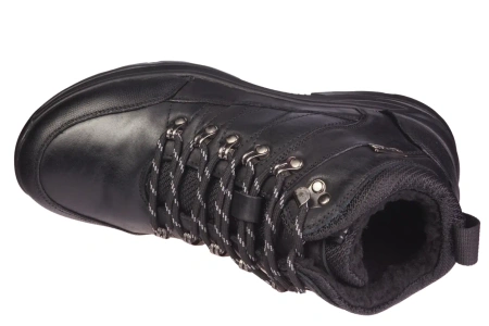 Męskie skórzane buty zimowe ocieplone MCY198BL czarne