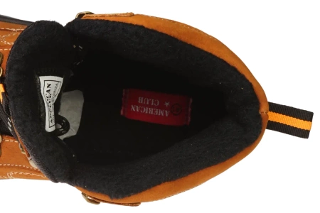 Zimowe skórzane buty męskie American Club MCY58BR brązwe