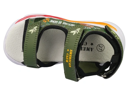 Dziecięce sandały LED American Club BHL-169KH zielone