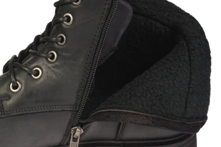 Eleganckie męskie skórzane buty zimowe American Club MCY167BL czarne