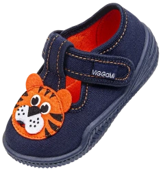 Bawełniane tenisówki dziecięce Viggami Antek Ozdoba granatowe kapcie