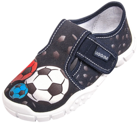 Tenisówki dziecięce czarne Viggami kapcie na rzep Olek Druk granatowy