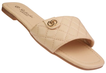 Eleganckie klapki damskie Skotnicki DKL-3-0614BE beżowe